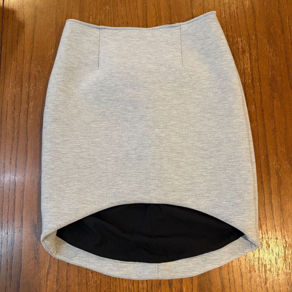 Finders Keepers Million Dollar Baby Asymmetric Scuba Mini Skirt Grey Marle M